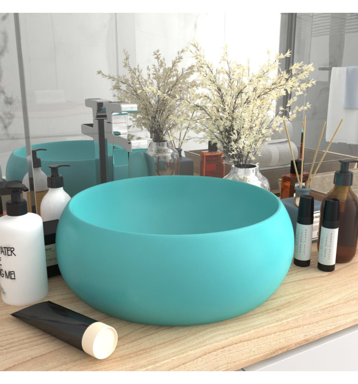 Lavabo rond de luxe Vert clair mat 40x15 cm Céramique | Mobilier & Déco