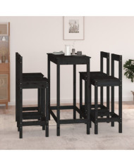 Ensemble de bar 5 pcs Noir Bois de pin massif | Mobilier & Déco