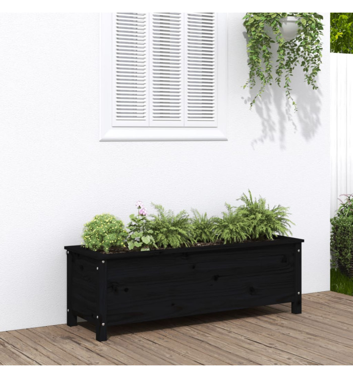 Lit surélevé de jardin noir 119,5x40x39 cm bois de pin massif | Mobilier & Déco