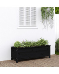 Lit surélevé de jardin noir 119,5x40x39 cm bois de pin massif | Mobilier & Déco