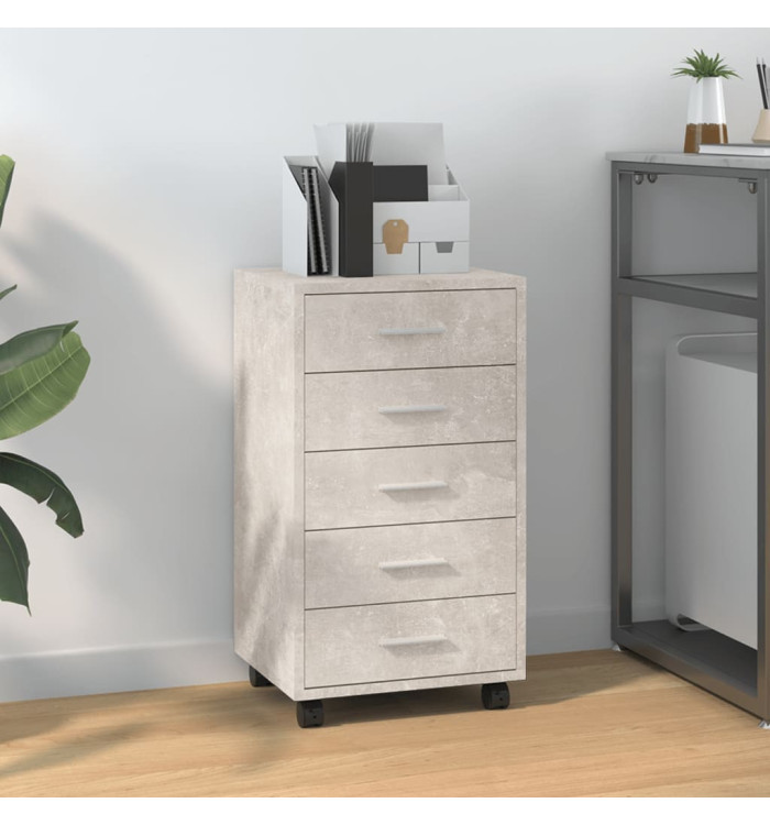 Armoire à tiroirs avec roulettes Gris béton Bois d'ingénierie | Mobilier & Déco