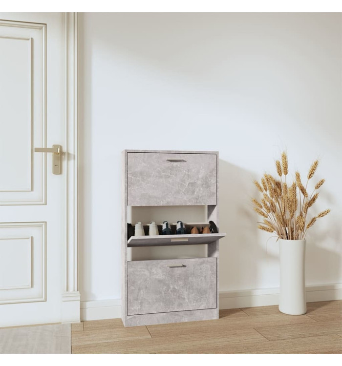 Armoire à chaussures Gris béton 59x17x108 cm Bois d'ingénierie | Mobilier & Déco