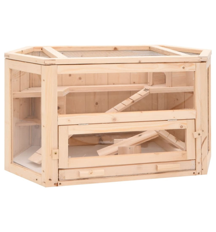 Cage à hamster 80x40x43 cm bois massif de sapin | Mobilier & Déco