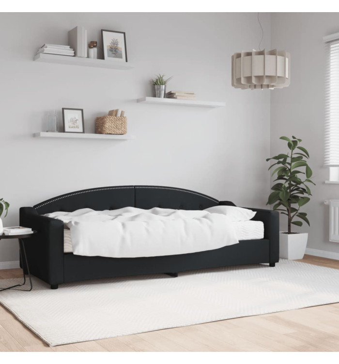 Lit de jour avec matelas noir 80x200 cm tissu | Mobilier & Déco