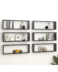 Étagères cube murales 6 pcs Noir 80x15x26,5cm bois d'ingénierie | Mobilier & Déco