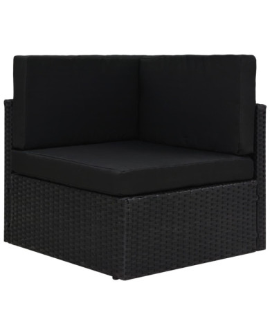 Canapé d'angle sectionnel Résine tressée Noir | Mobilier & Déco
