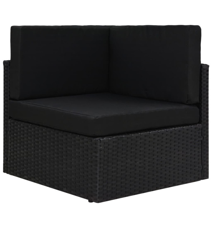 Canapé d'angle sectionnel Résine tressée Noir | Mobilier & Déco
