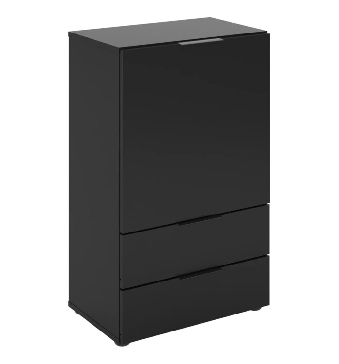 FMD Commode avec tiroir et portes 49,7x31,7x81,3 cm noir | Mobilier & Déco