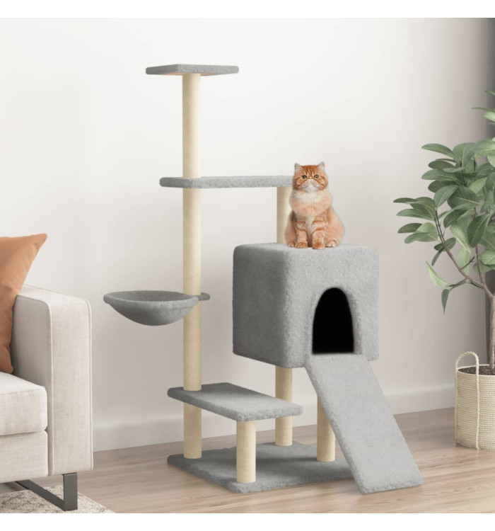 Arbre à chat avec griffoirs en sisal gris clair 130,5 cm | Mobilier & Déco