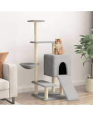 Arbre à chat avec griffoirs en sisal gris clair 130,5 cm | Mobilier & Déco