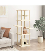 Arbre à chat avec griffoirs en sisal Crème 154 cm | Mobilier & Déco