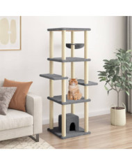 Arbre à chat avec griffoirs en sisal Gris foncé 154 cm | Mobilier & Déco