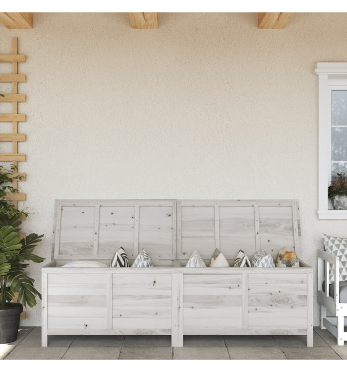 Boîte de rangement de jardin blanc bois massif de sapin | Mobilier & Déco