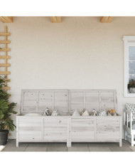 Boîte de rangement de jardin blanc bois massif de sapin | Mobilier & Déco