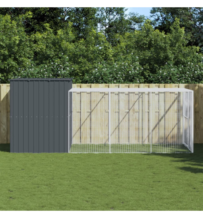 Niche pour chien avec cour anthracite 214x457x181 cm | Mobilier & Déco