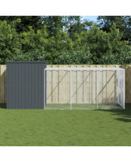 Niche pour chien avec cour anthracite 214x457x181 cm | Mobilier & Déco