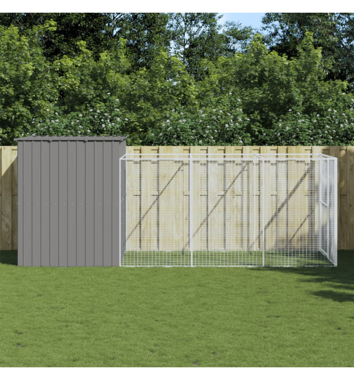 Niche pour chien avec cour gris clair 214x457x181 cm | Mobilier & Déco