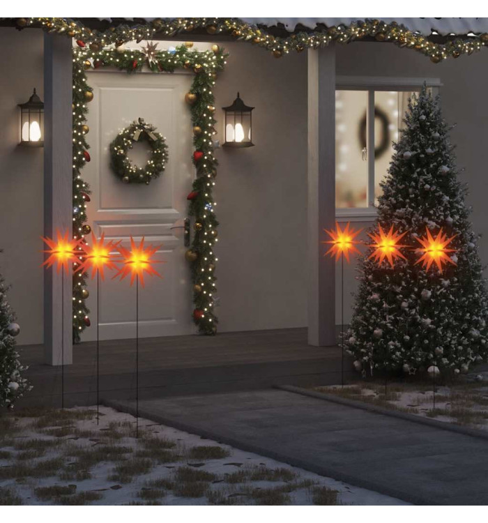 Lumières de Noël avec piquets 3 pcs LED pliable rouge 35 cm | Mobilier & Déco
