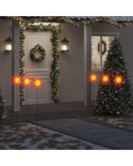 Lumières de Noël avec piquets 3 pcs LED pliable rouge 35 cm | Mobilier & Déco