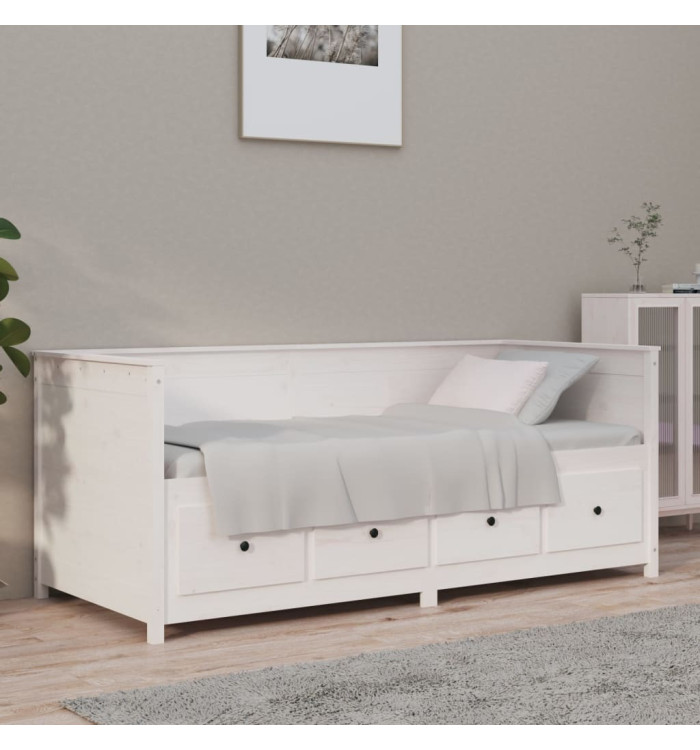 Lit de jour sans matelas blanc 75x190 cm bois de pin massif | Mobilier & Déco