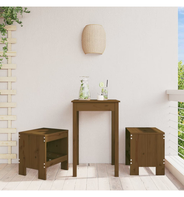 Tabourets de jardin lot de 2 marron miel 40x36x45 cm pin massif | Mobilier & Déco
