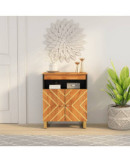 Armoire latérale marron et noir 60x33,5x75 cm bois de manguier | Mobilier & Déco