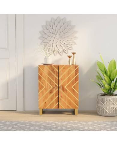 Armoire latérale marron et noir 60x33,5x75 cm bois de manguier | Mobilier & Déco