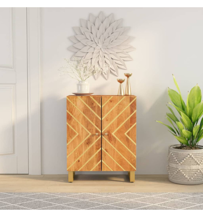 Armoire latérale marron et noir 60x33,5x75 cm bois de manguier | Mobilier & Déco