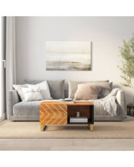 Table basse marron et noir 80x50x40 cm bois de massif manguier | Mobilier & Déco