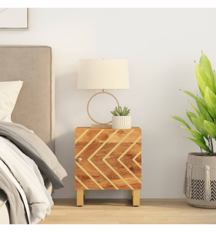 Table de chevet marron et noir bois de manguier solide | Mobilier & Déco