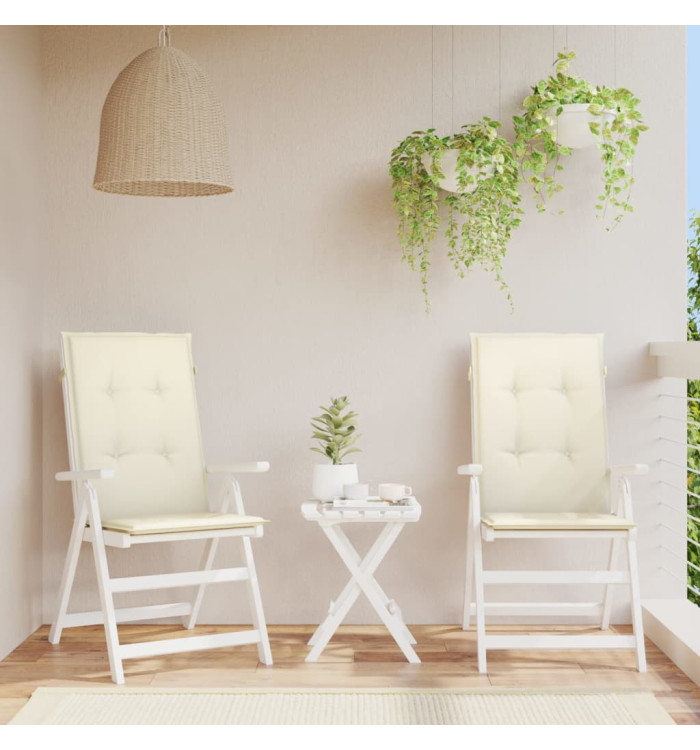 Coussins de chaise de jardin dossier haut lot de 2 crème tissu | Mobilier & Déco