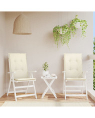 Coussins de chaise de jardin dossier haut lot de 2 crème tissu | Mobilier & Déco