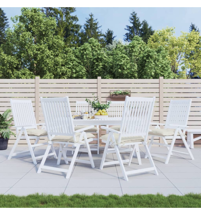 Coussins de chaise lot de 6 blanc crème 40x40x7 cm tissu oxford | Mobilier & Déco