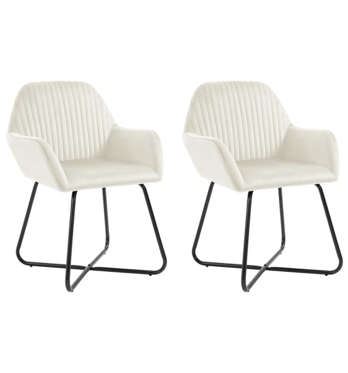 Chaises à manger lot de 2 Crème Velours | Mobilier & Déco