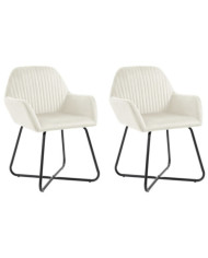 Chaises à manger lot de 2 Crème Velours | Mobilier & Déco