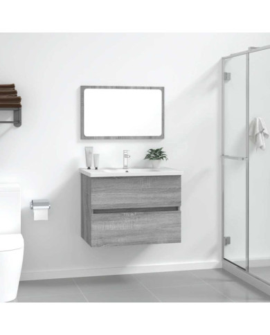 Ensemble de meubles de salle de bain 2 pcs Sonoma gris | Mobilier & Déco