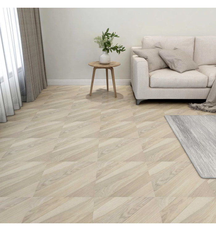 Planches de plancher autoadhésives 20 pcs PVC 1,86m² Beige rayé | Mobilier & Déco