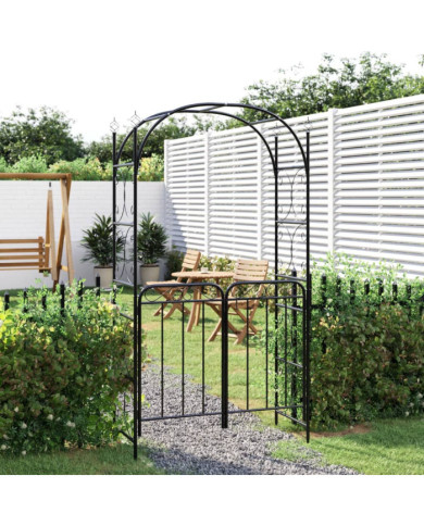 Arche de jardin avec portail noir 108x45x235 cm acier | Mobilier & Déco