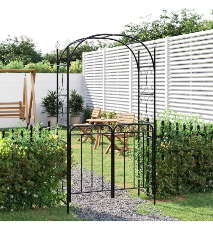 Arche de jardin avec portail noir 108x45x235 cm acier | Mobilier & Déco