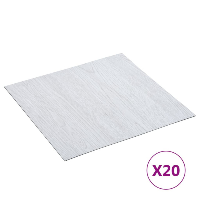 Dalles de plancher autoadhésives 20 pcs PVC 1,86 m² blanc | Mobilier & Déco