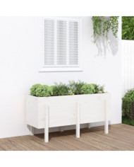 Lit surélevé de jardin blanc 121x50x57 cm bois de pin massif | Mobilier & Déco