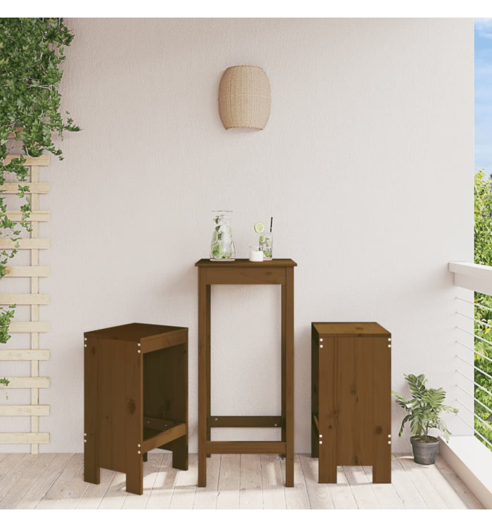 Tabourets lot de 2 marron miel 40x36x75 cm bois massif de pin | Mobilier & Déco
