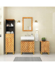 Ensemble d'armoires de bain 4 pcs marron noir bois de manguier | Mobilier & Déco