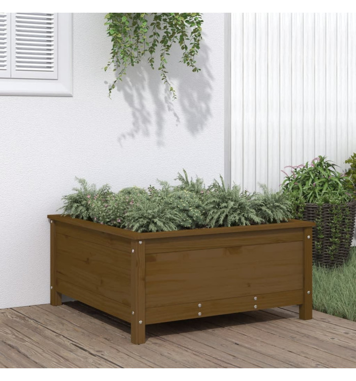 Jardinière marron miel 82,5x82,5x39 cm bois massif de pin | Mobilier & Déco
