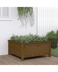 Jardinière marron miel 82,5x82,5x39 cm bois massif de pin | Mobilier & Déco