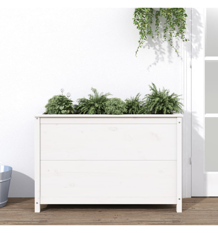 Lit surélevé de jardin blanc 119,5x40x78 cm bois de pin massif | Mobilier & Déco