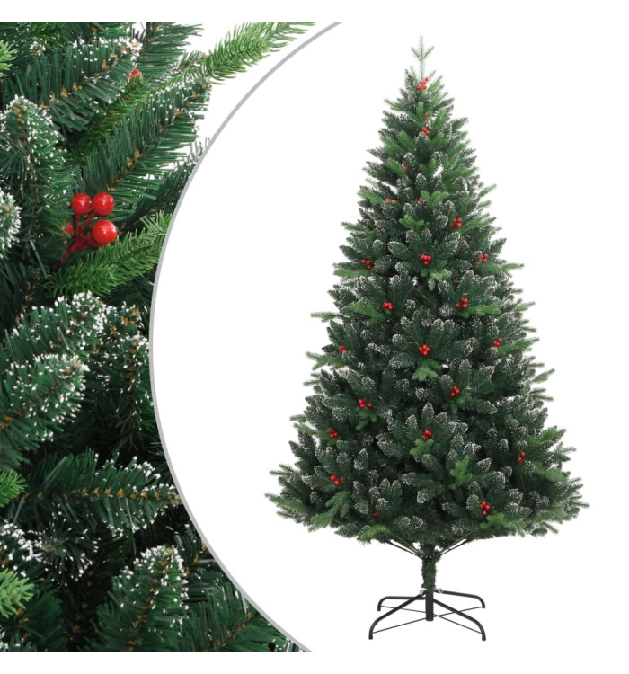 Sapin de Noël artificiel à charnières avec baies rouges 150 cm | Mobilier & Déco