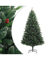 Sapin de Noël artificiel à charnières avec baies rouges 150 cm | Mobilier & Déco