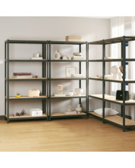 Étagères à 5 niveaux 4pcs Anthracite Acier et bois d'ingénierie | Mobilier & Déco