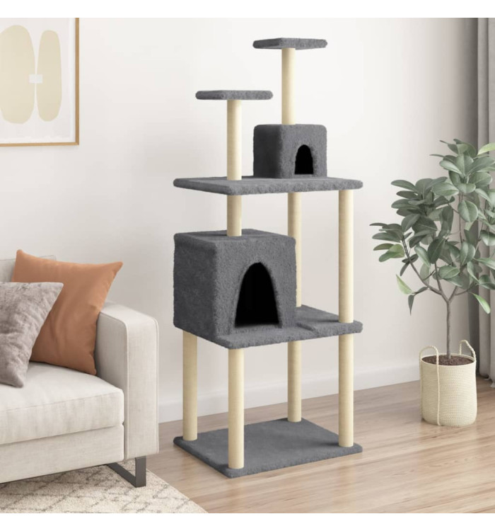 Arbre à chat avec griffoirs en sisal Gris foncé 167 cm | Mobilier & Déco